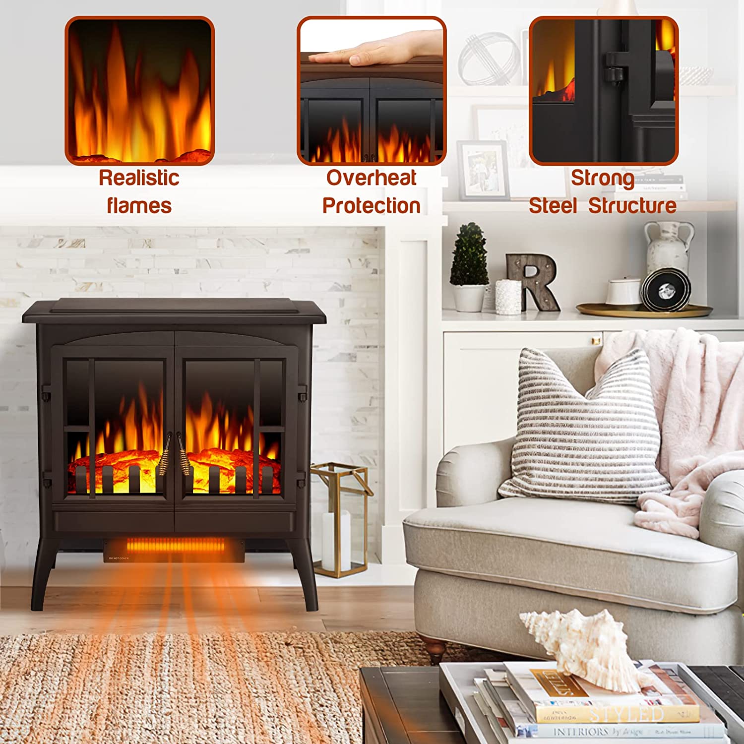 Electric Fireplace Stove Freestanding Fireplace Heater
