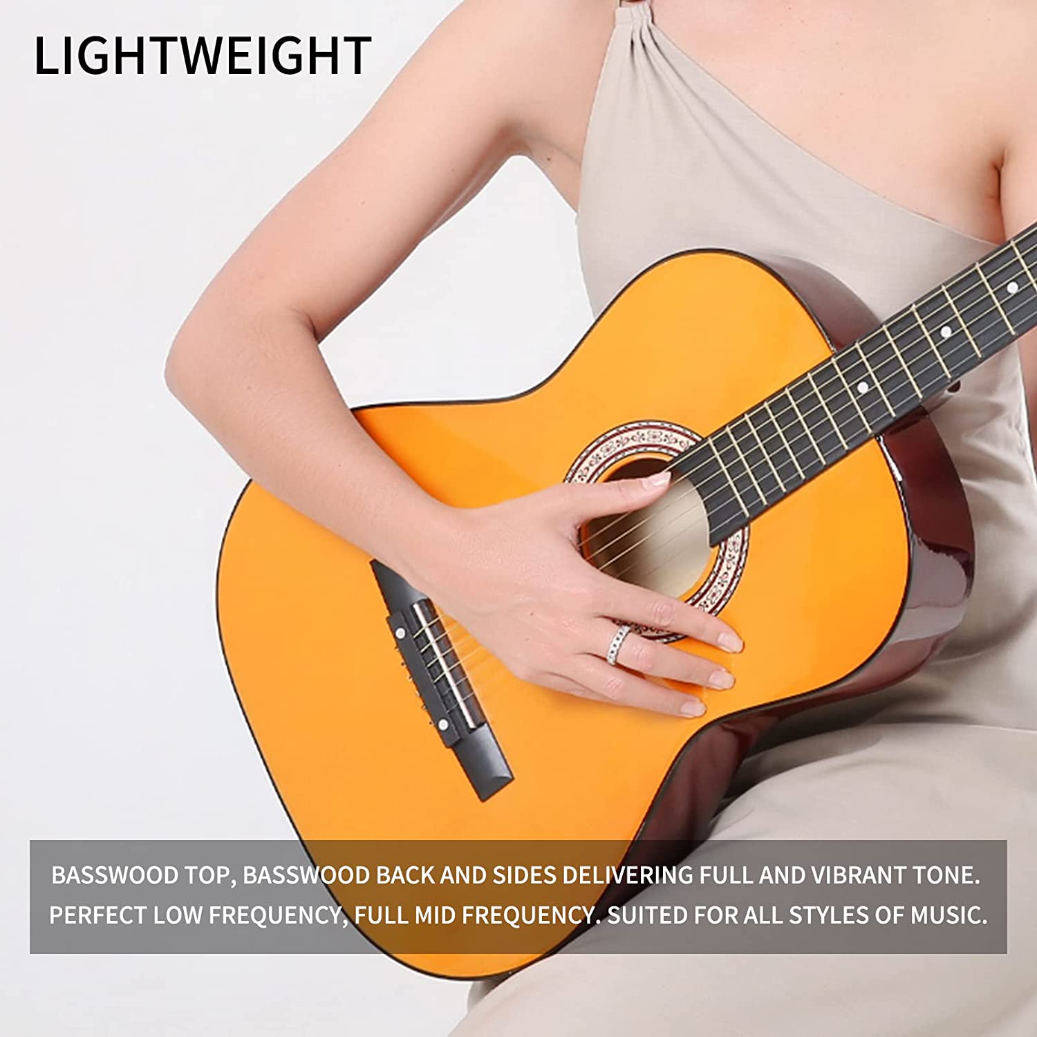 38in Acoustic Guitar for Starter Beginner with Gig Bag, Strap, Tuner and Pick
