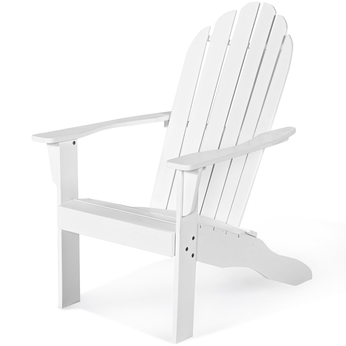 Outdoor Adirondack Chair Solid Wood Durable Patio Garden Furniture White