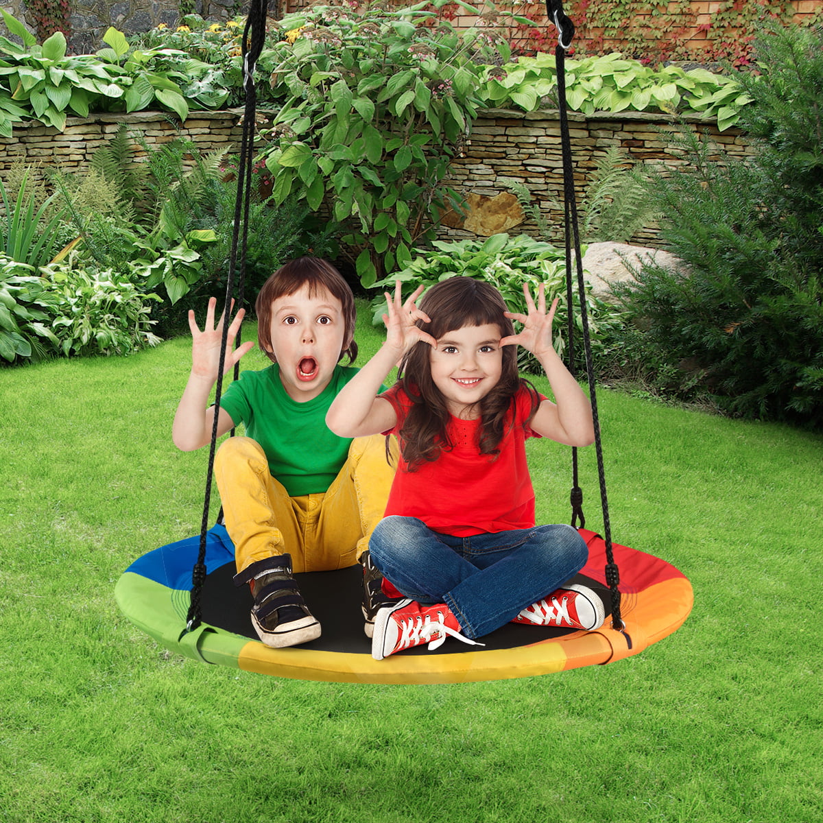 40in Tree Swing Indoor Outdoor Play Set Swing for Kids, Colorful