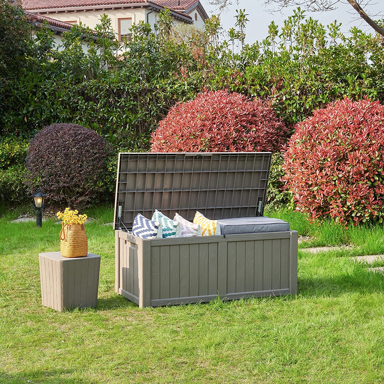 120 Gallon Outdoor Storage Deck Box Large Resin Patio Storage for Outdoor