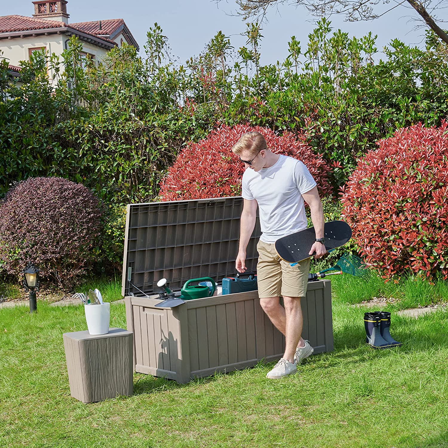 120 Gallon Outdoor Storage Deck Box Large Resin Patio Storage for Outdoor