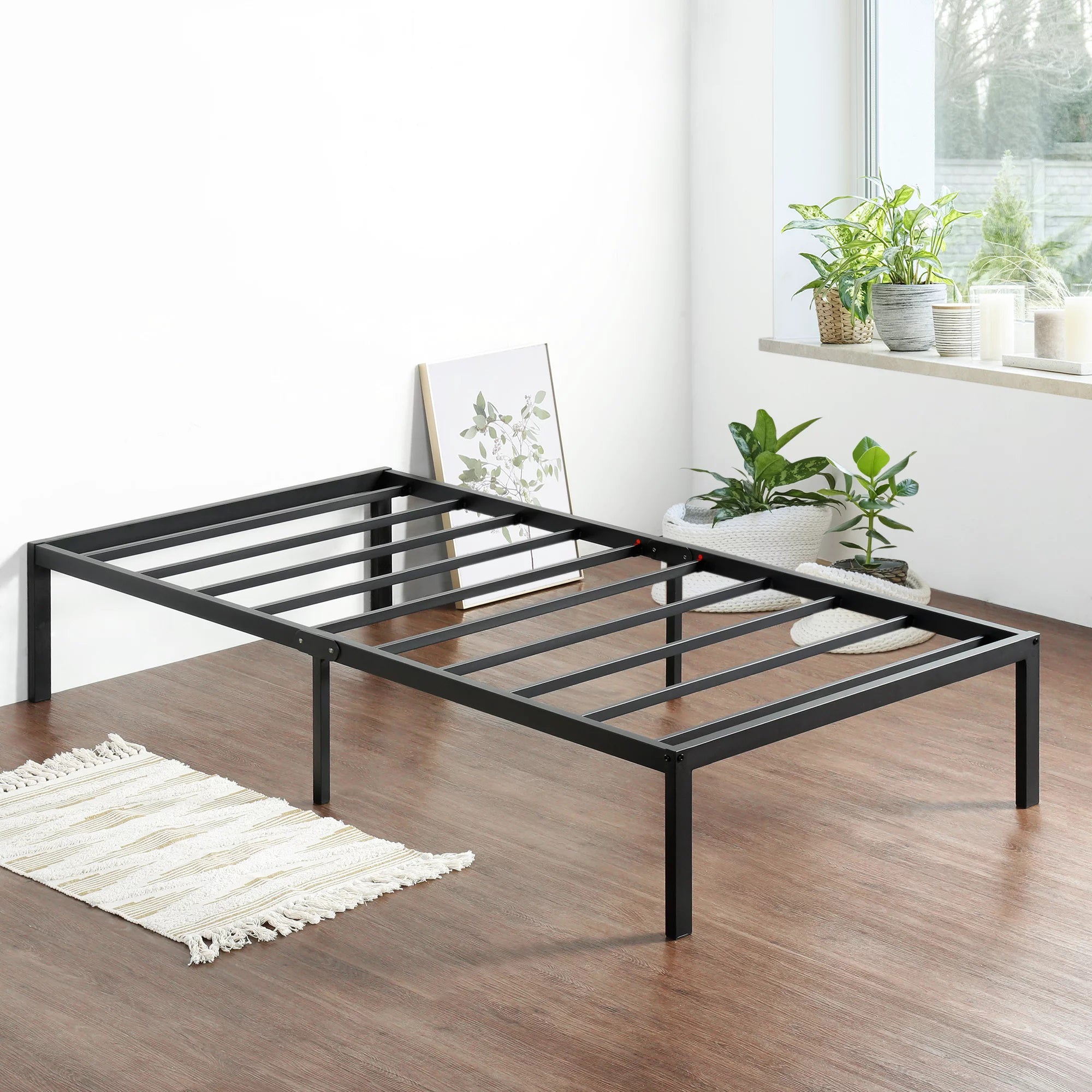 Metal Bed Frame Twin Size Bed Frame, Black