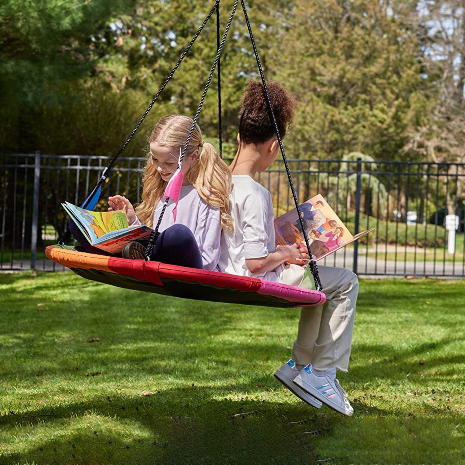40in Tree Swing Indoor Outdoor Play Set Swing for Kids, Colorful