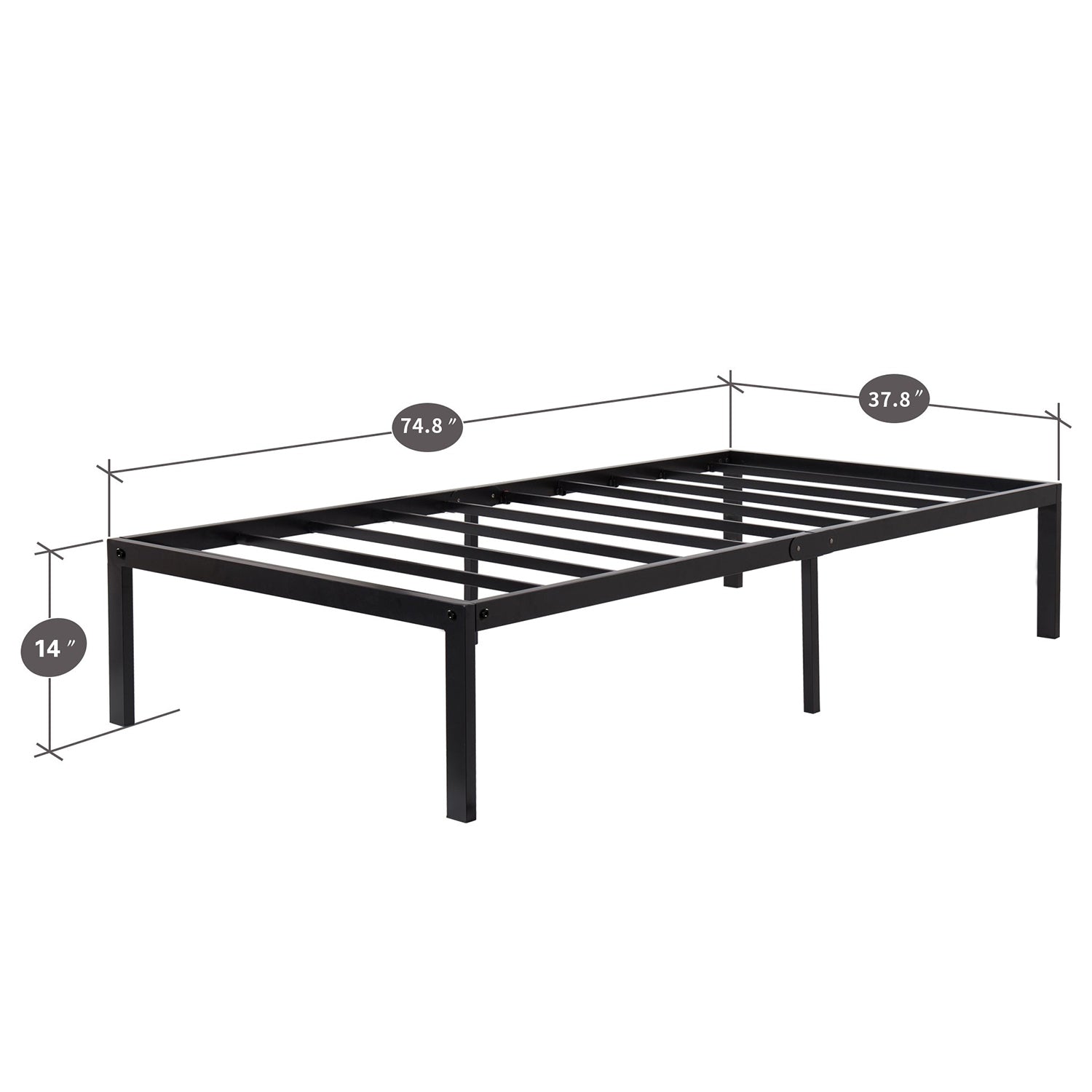Metal Bed Frame Twin Size Bed Frame, Black