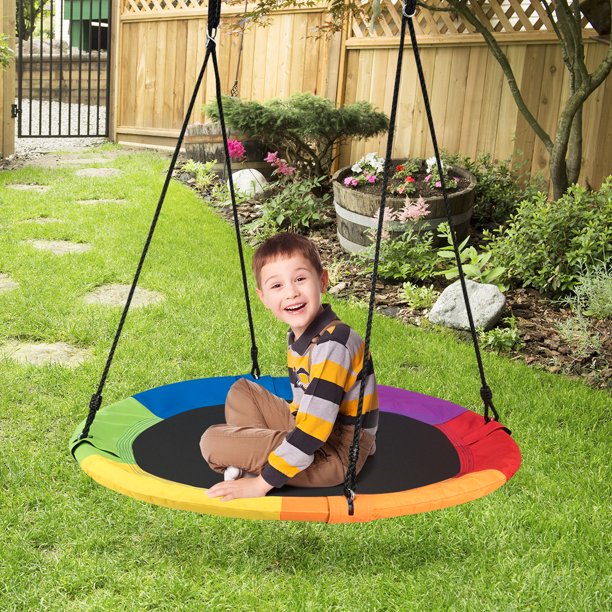 40in Tree Swing Indoor Outdoor Play Set Swing for Kids, Colorful